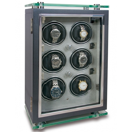 6 Watch Winder Cabinet W256 Rapport Optima F3 Carbon Fiber