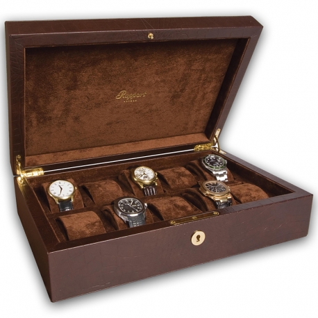 Rapport Portman Brown Leather 10 Watch Storage Box L265