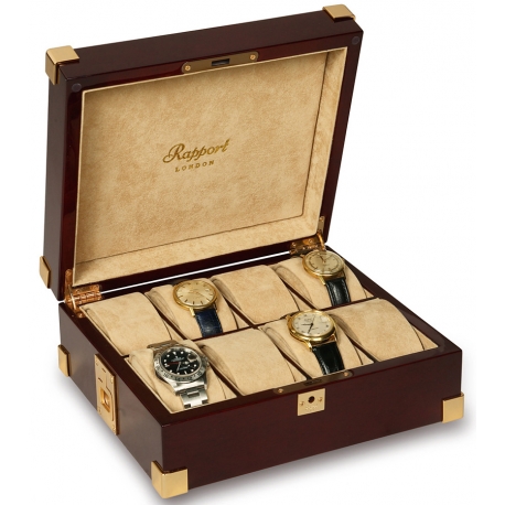 Rapport Captain's Mahogany Wood 8 Watch Storage Box B266
