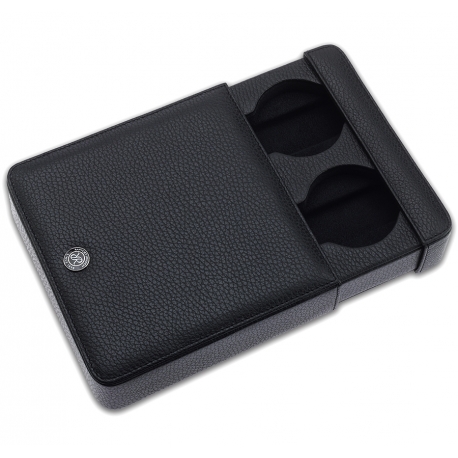 Double Watch Slipcase Travel Box D170 Rapport Black Leather
