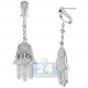 14K White Gold 1.30 ct Diamond Hamsa Hand Dangle Earrings
