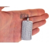 Mens Iced Out Diamond Dog Tag ID Pendant 14K White Gold 6.86ct