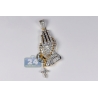 Mens Diamond Praying Hands Religious Pendant 10K Yellow Gold 5 Ct