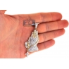 Mens Diamond Praying Hands Religious Pendant 10K Yellow Gold 5 Ct