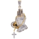 14K Yellow Gold 5.73 ct Diamond Praying Hands Mens Pendant