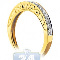 14K Yellow Gold 0.48 ct Diamond Womens Filigree Band Ring