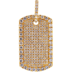 14K Yellow Gold 4.80 ct Diamond Dog Tag Mens Pendant