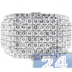 14K White Gold 3.44 ct Round Cut Diamond Mens Signet Ring
