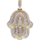 14K Yellow Gold 1.92 ct Diamond Hamsa Hand Mens Pendant