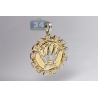 Mens Diamond King Crown Medallion Pendant 14K Yellow Gold .28ct