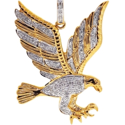 10K Yellow Gold 0.27 ct Diamond American Eagle Mens Pendant