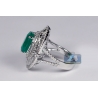 Womens Emerald Diamond Oval Shape Ring 18K White Gold 11.57 ct