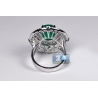 Womens Emerald Diamond Oval Shape Ring 18K White Gold 11.57 ct