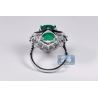Womens Emerald Diamond Spades Ring 18K White Gold 6.44 ct