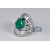 Womens Oval Emerald Diamond Large Ring 18K White Gold 8.85 ct 