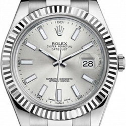 Rolex Datejust II Steel 18K White Gold 41 MM Watch 116334SIO