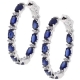 18K White Gold 5.21 ct Sapphire Diamond Oval Hoop Earrings