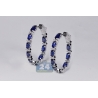 Womens Blue Sapphire Diamond Oval Hoop Earrings 18K Gold 5.21 ct