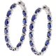 18K White Gold 6.92 ct Blue Sapphire Diamond Oval Hoop Earrings