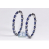 Womens Blue Sapphire Diamond Oval Hoop Earrings 18K Gold 6.92 ct