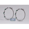 Womens Emerald Diamond Oval Hoop Earrings 18K Gold 2.27 ct