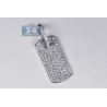 Mens Iced Out Diamond Dog Tag ID Pendant 14K White Gold 3.96 ct
