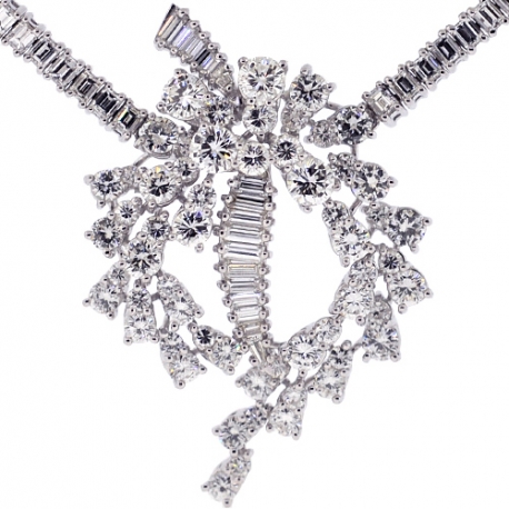 Womens Diamond Pendant Necklace 18K White Gold 24.00ct 17"
