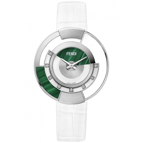 F500038541G0 Fendi Policromia Watch Malachite White Ceramic 38mm
