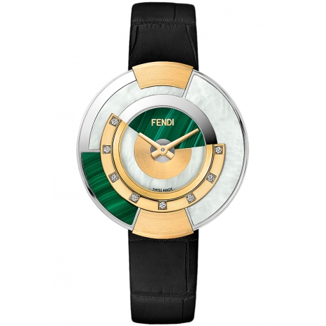 F511038511G0 Fendi Policromia Watch 18K Gold Malachite 38 mm 