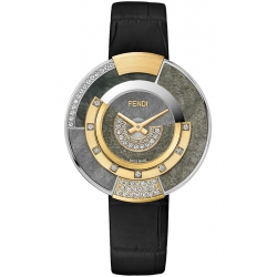 Fendi Policromia Diamond 18K Gold Obsidian 38 mm Watch F511031511H2