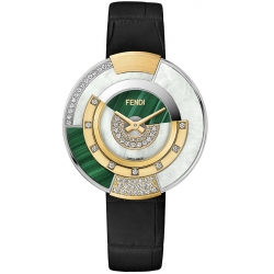 Fendi Policromia Diamond 18K Gold Malachite 38 mm Watch F511038511H2