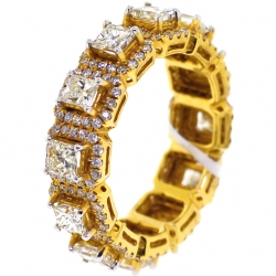 18K Yellow Gold 3.43 ct Princess Diamond Womens Eternity Ring