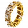 Womens Princess Diamond Halo Eternity Ring 18K Yellow Gold 3.43 ct
