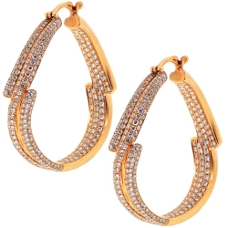 18K Yellow Gold 3.90 ct Diamond Womens Round Hoop Earrings
