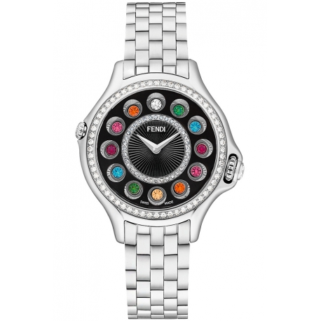 F107031000B2T05 Fendi Crazy Carats Diamond Black Dial Watch 38mm