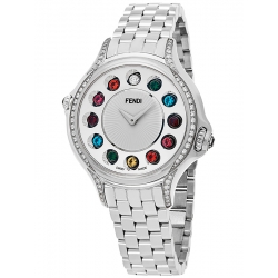 F107024000C0T05 Fendi Crazy Carats Diamond Silver Dial Watch 33mm