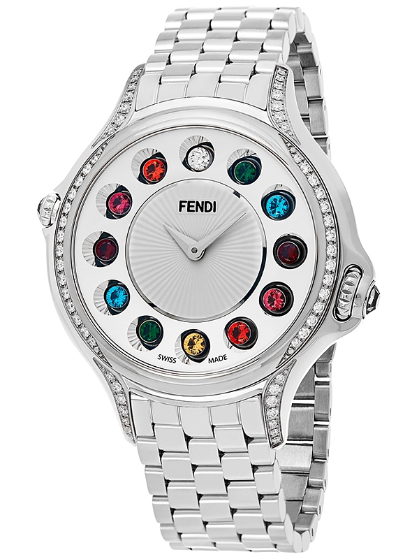 F107034000C0T05 Fendi Crazy Carats Diamond Watch Silver Dial 38mm