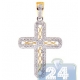 14K Yellow Gold 0.26 ct Diamond Filigree Cross Womens Pendant
