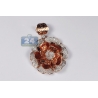 Womens Diamond Pave Flower Pendant 18K Rose Gold 3.72 ct 1.75"