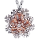 18K Two Tone Gold 1.70 ct Diamond Flower Butterfly Pendant