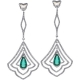 18K White Gold 5.27 ct Emerald Diamond Dangle Earrings