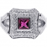 18K White Gold 1.61 ct Diamond Pink Tourmaline Womens Ring