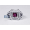 18K White Gold 1.61 ct Diamond Pink Tourmaline Womens Ring