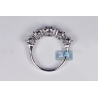 18K White Gold 0.65 ct Diamond Womens 5 Stone Halo Ring