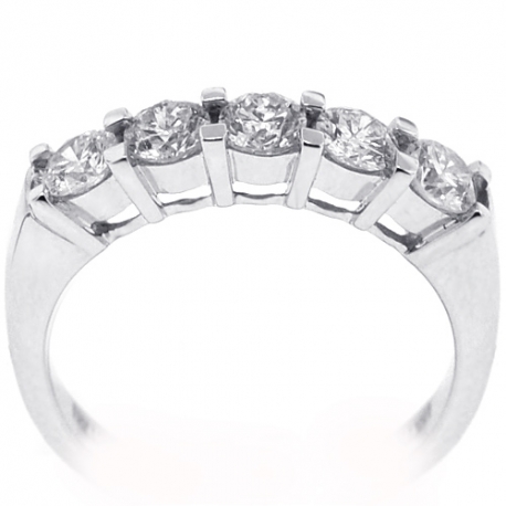 Womens Diamond 5-Stone Ring 18K White Gold 1.10 ct