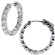 14K White Gold 3.73 ct Diamond Round Hoop Womens Earrings