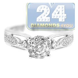 14K White Gold 0.63 ct Diamond Illusion Engagement Ring