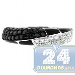 14K White Gold 0.65 ct Mixed Black Diamond Ceramic Womens Band Ring