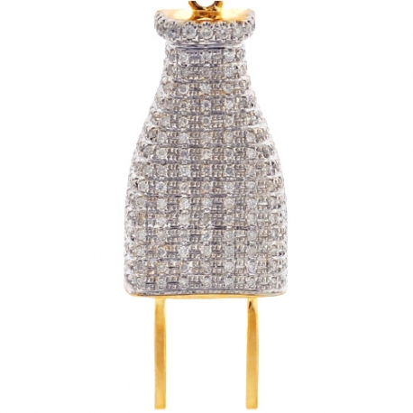 Mens Diamond 3D Wall Plug Pendant 10K Yellow Gold 0.66 Carat