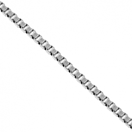 14K White Gold Square Box Link Kids Chain 0.5 mm